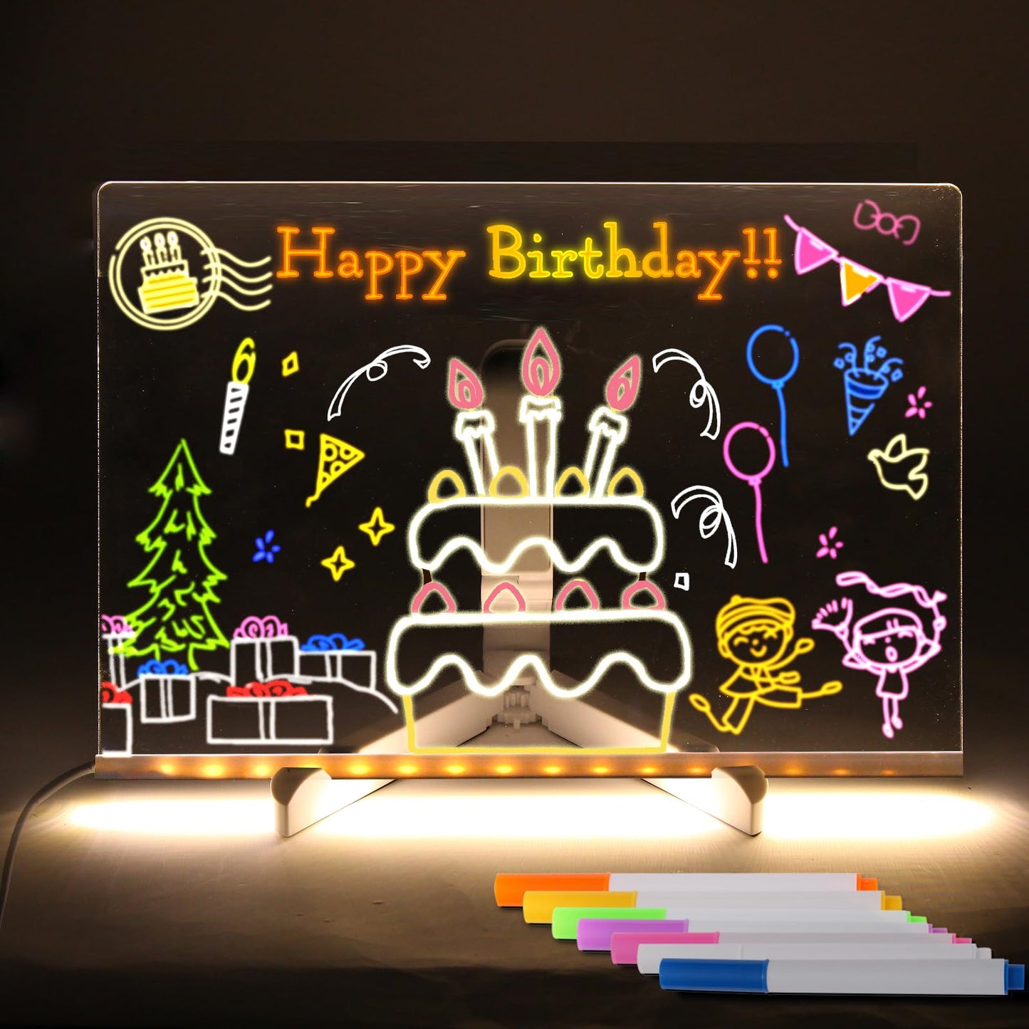 Acrylic Reusable Drawing Board With LED light