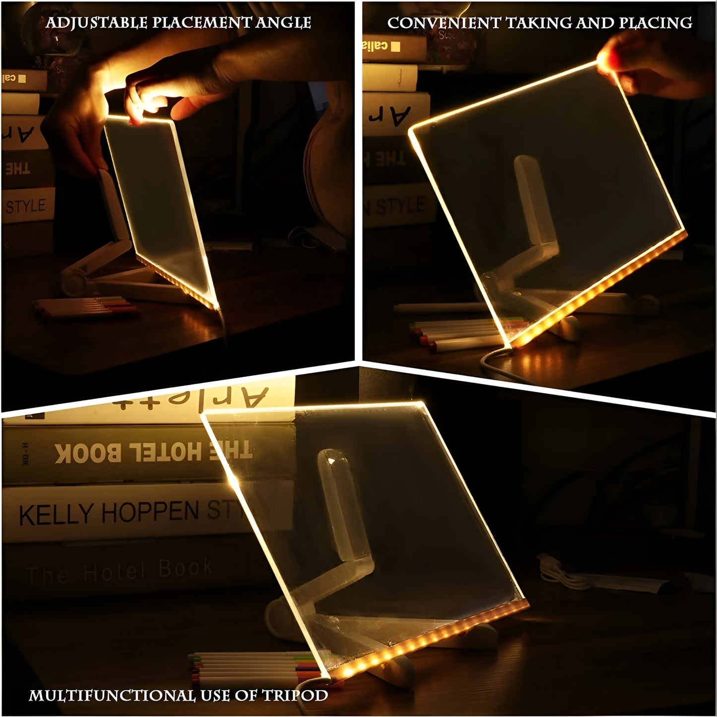 Acrylic Reusable Drawing Board With LED light