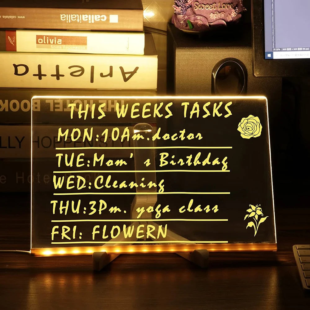 Acrylic Reusable Drawing Board With LED light