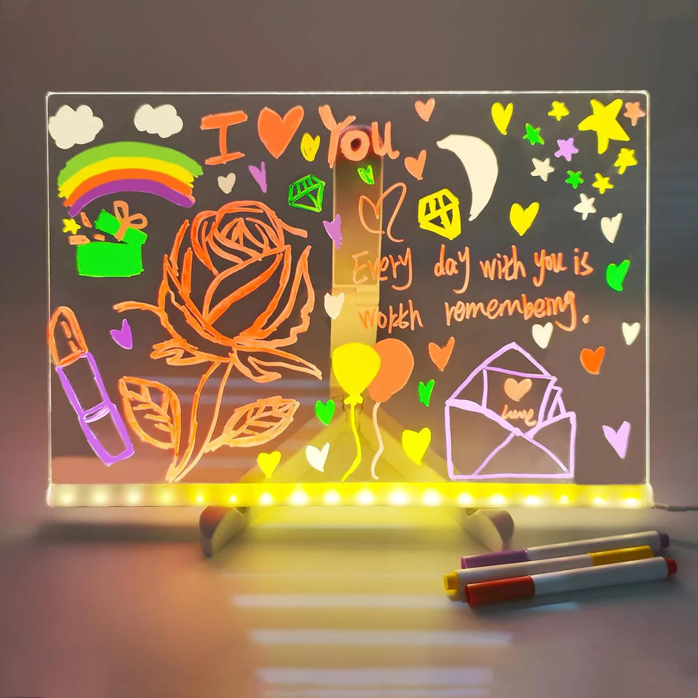 Acrylic Reusable Drawing Board With LED light